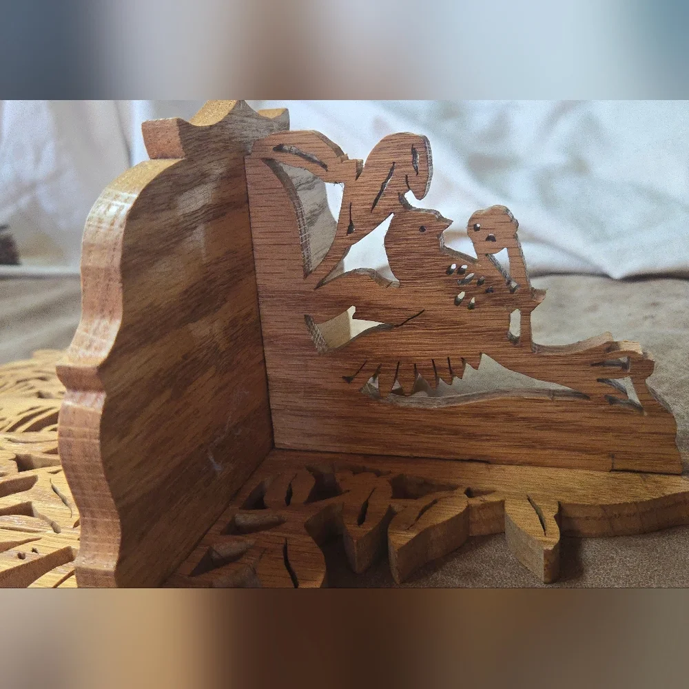 Intricate Wooden Wall Shelf Decor With Birds